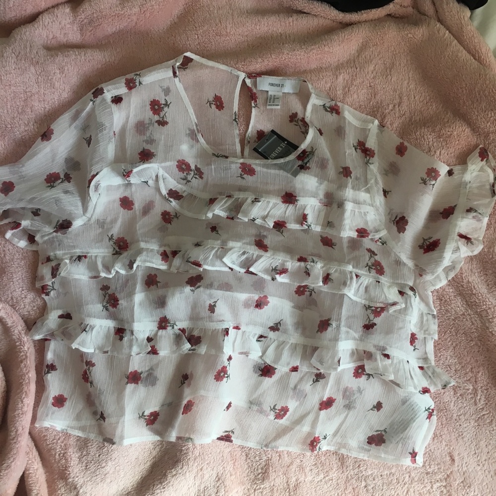 NWT Flower sheer top